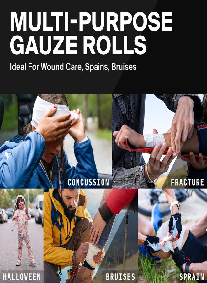 SurviveX - 4" Stretch Gauze Roll – Conforming Medical Bandage Wrap for Wound Care, First Aid, and Injury Dressing, 10 Count - Image 3